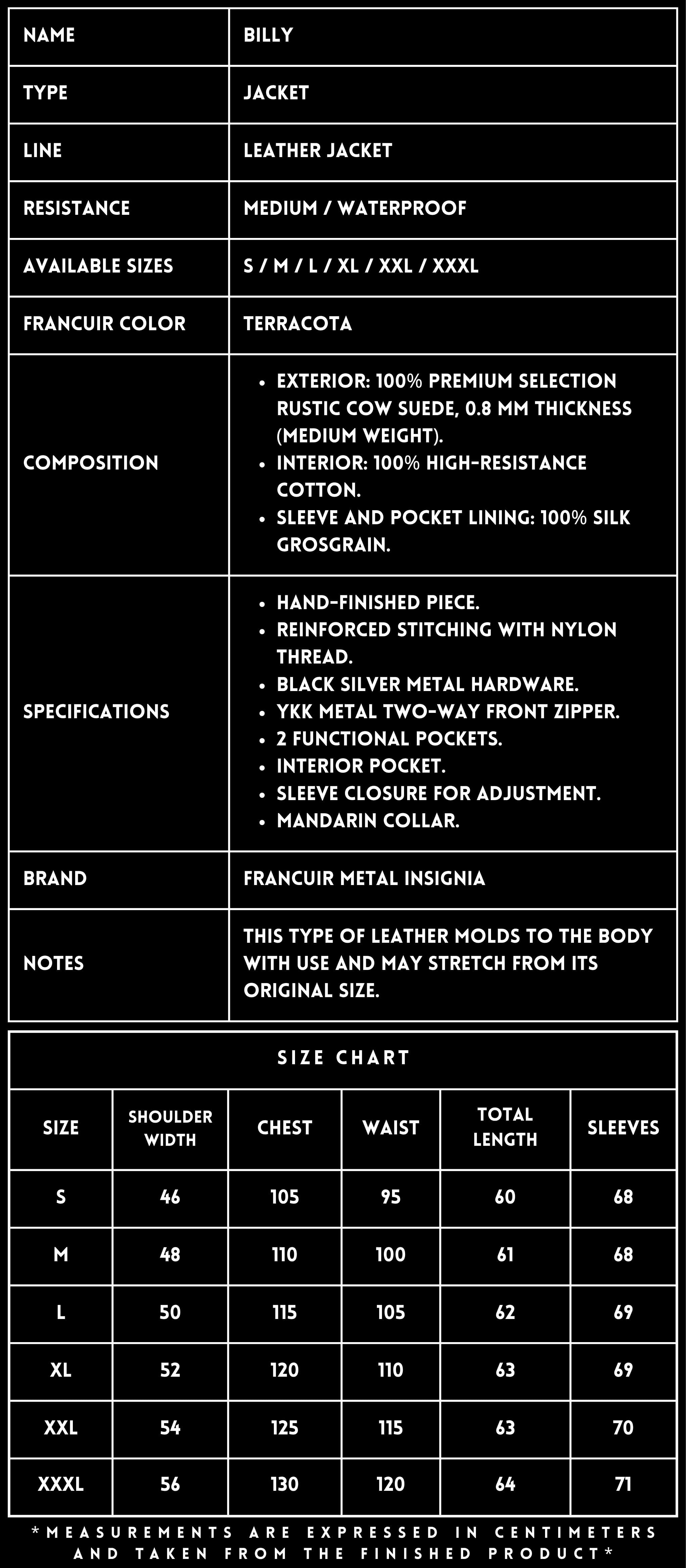 TECHNICAL SPECIFICATIONS_SUEDE JACKET_BILLY_FRANCUIR
